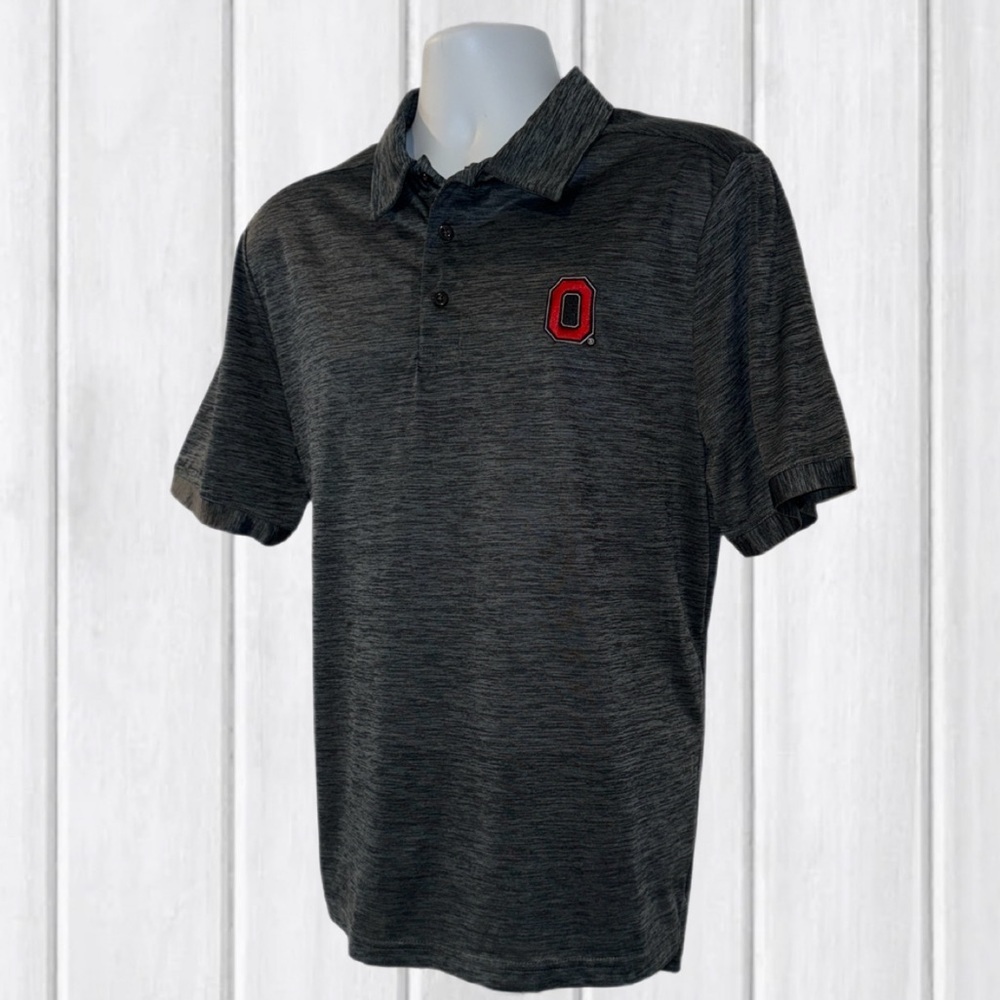 Ohio State Buckeyes Varsity Polo Shirt | Men’s Size M |Gray Heather Short Sleeve